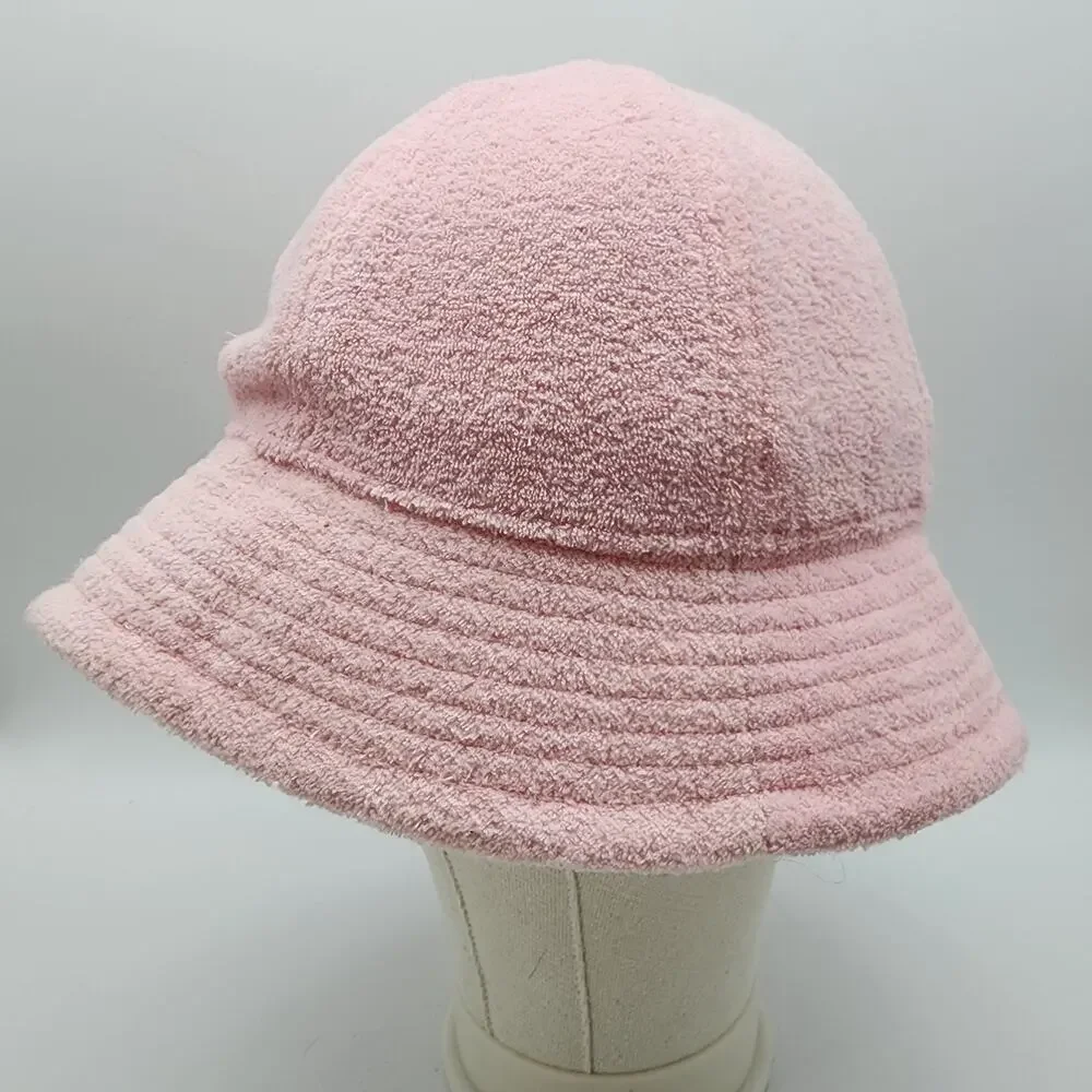 Light Pink Bucket Hat Terry Cloth One Size Plain 100% Cotton Y2K 2000s Beach OCI